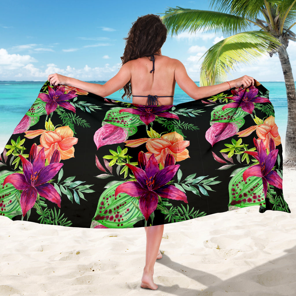 Amaryllis Pattern Print Design AL09 Sarong Pareo Wrap