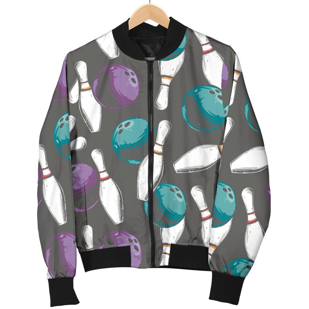 Bowling Pattern Print Design 03 Women's Bomber Jacket
