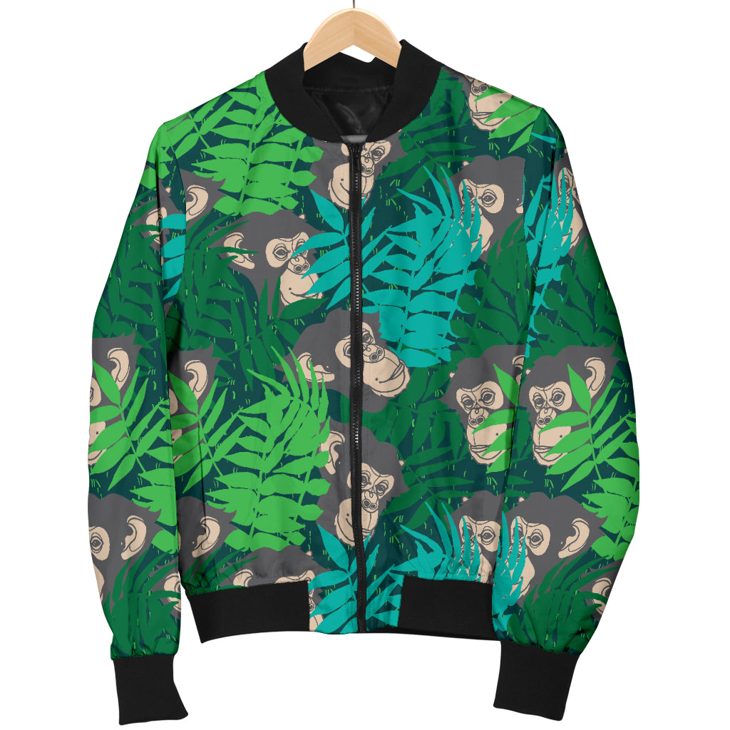 Chimpanzee Pattern Print Design 01 Women's Bomber Jacket
