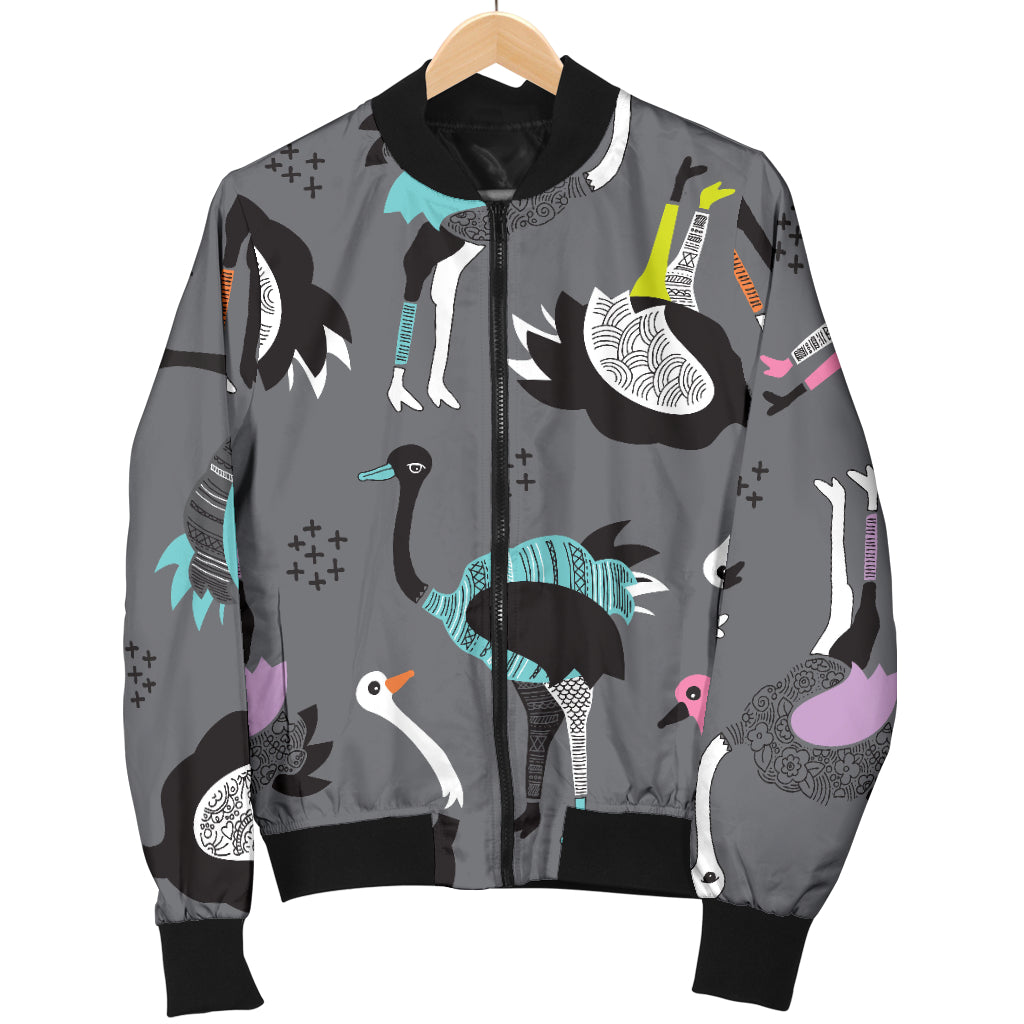 Ostrich Pattern Print Design 01 Women's Bomber Jacket