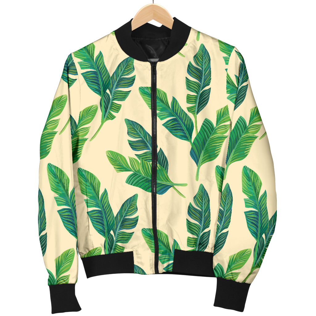 Banana Leaf Pattern Print Design 01 Women's Bomber Jacket