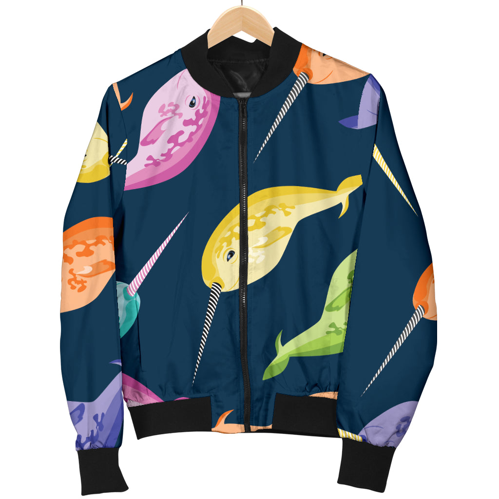 Narwhal Colorful Pattern Print Design 03 Women's Bomber Jacket