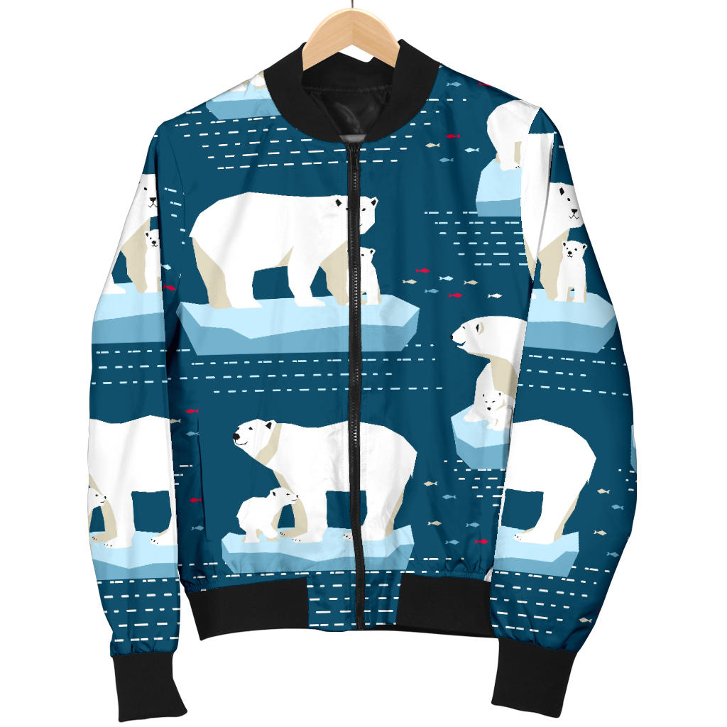Polar Bear Pattern Print Design PB02 Women Bomber Jacket