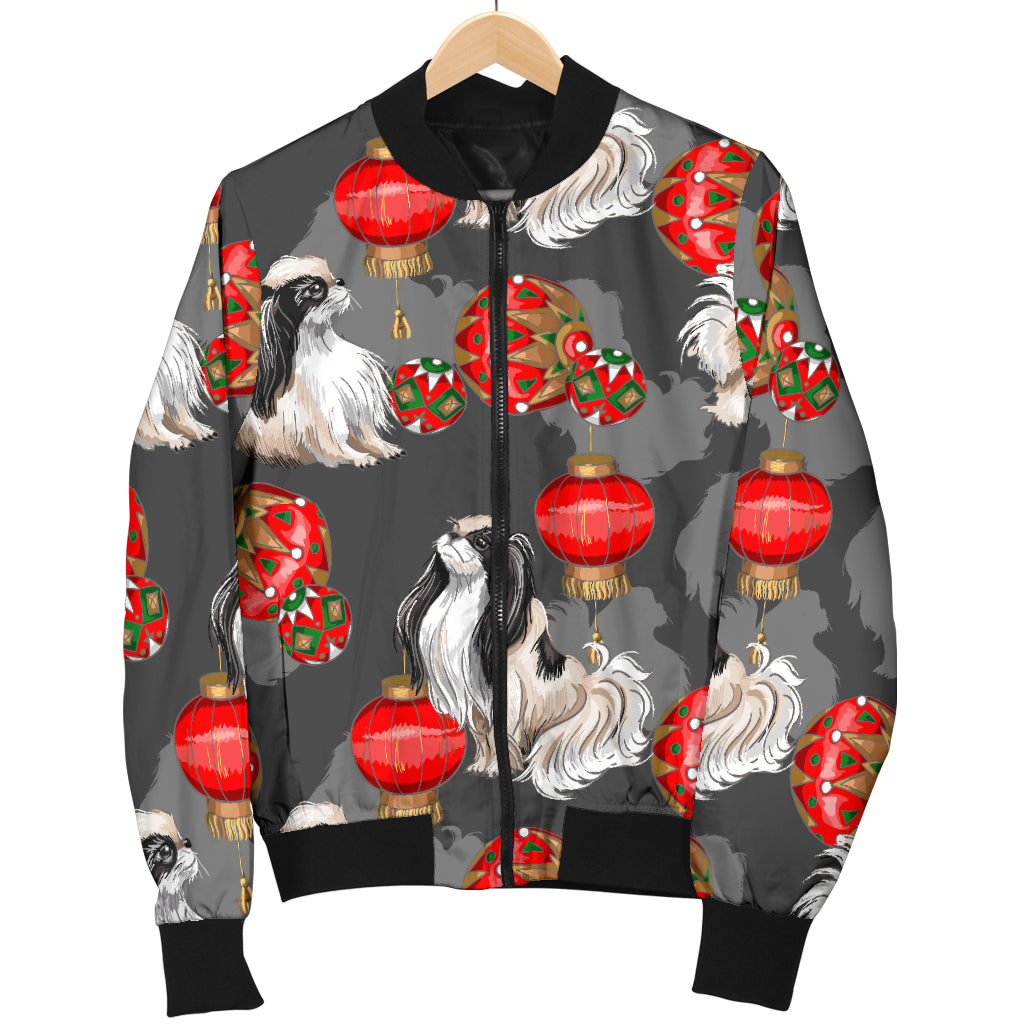 Japanese Chin Pattern Print Design 02 Women's Bomber Jacket