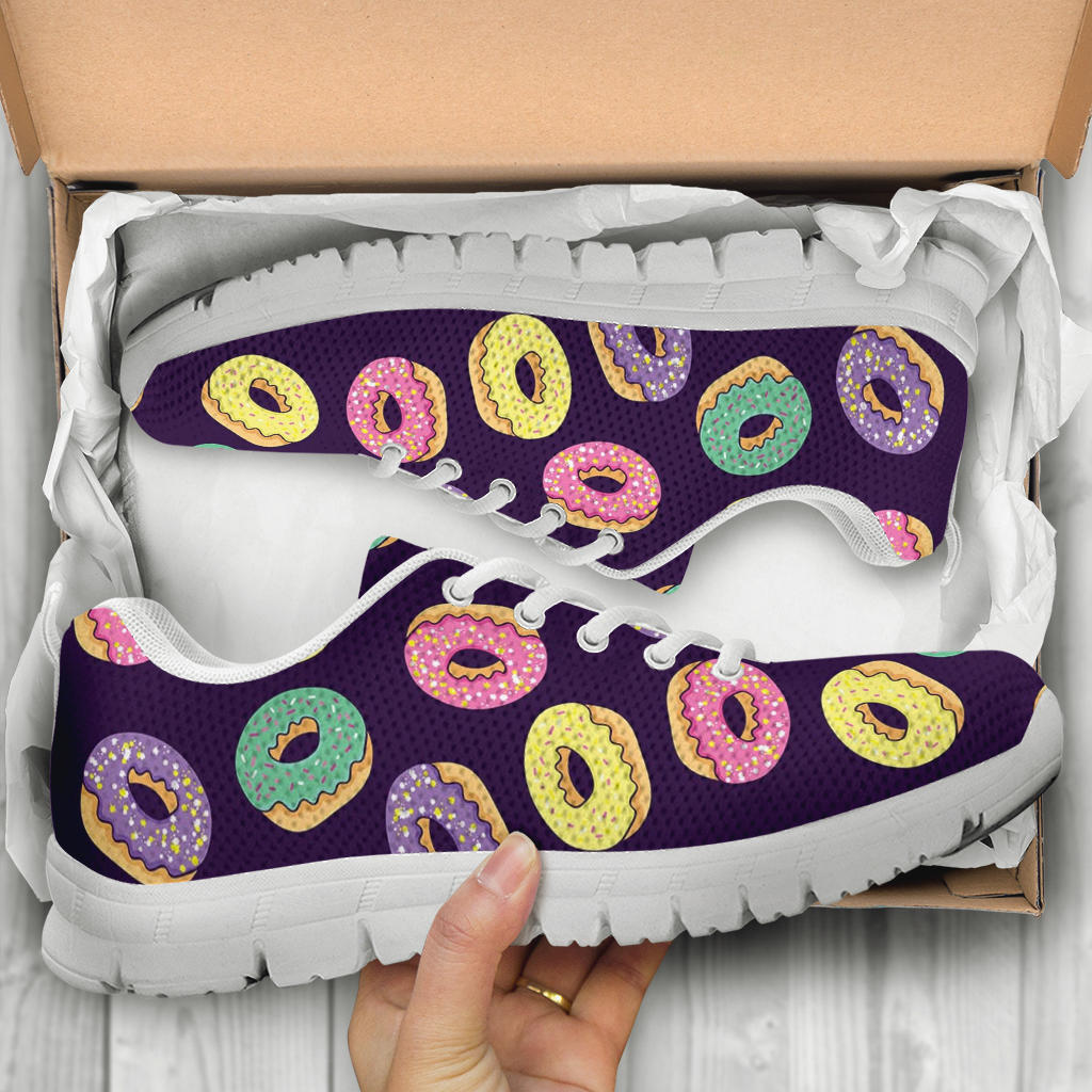 Donut Pattern Print Design DN08 Sneakers White Bottom Shoes
