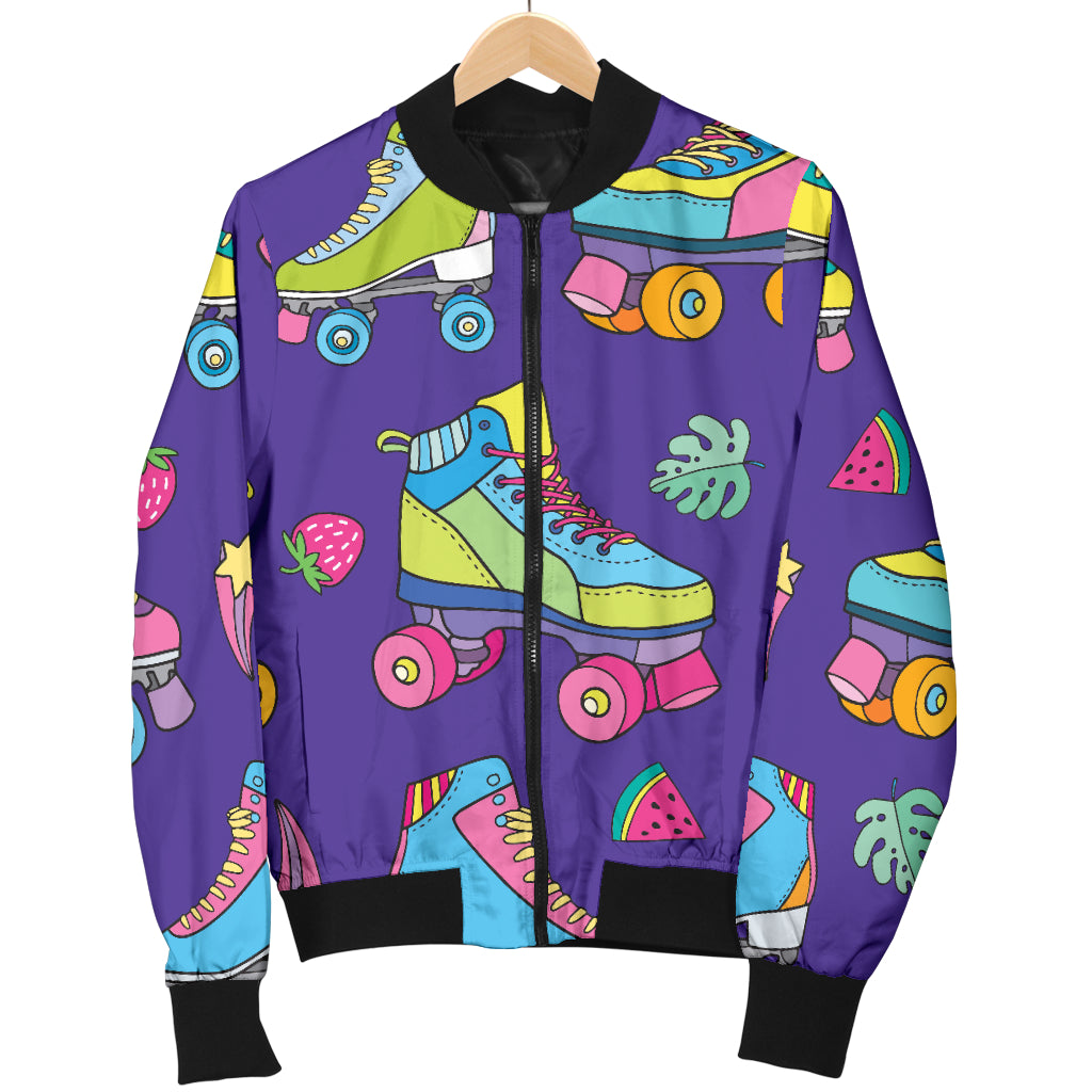 Roller skate Colorful Pattern Print Design A05 Women's Bomber Jacket