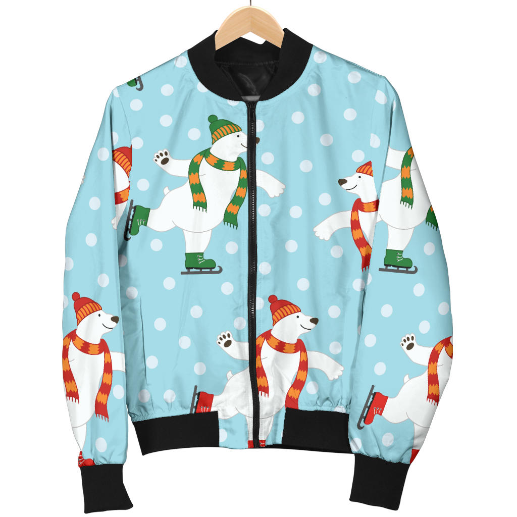 Polar Bear Pattern Print Design PB07 Men Bomber Jacket