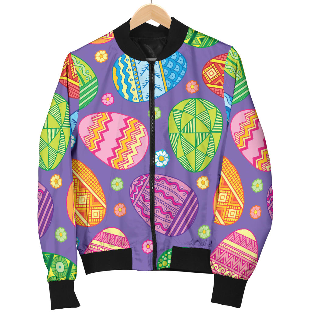 Easter Eggs Pattern Print Design RB010 Women Bomber Jacket