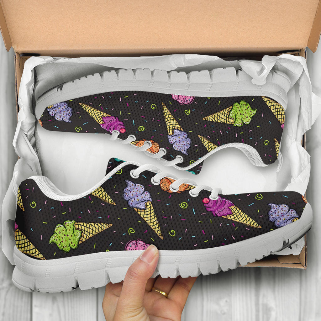 Ice Cream Pattern Print Design IC06 Sneakers White Bottom Shoes