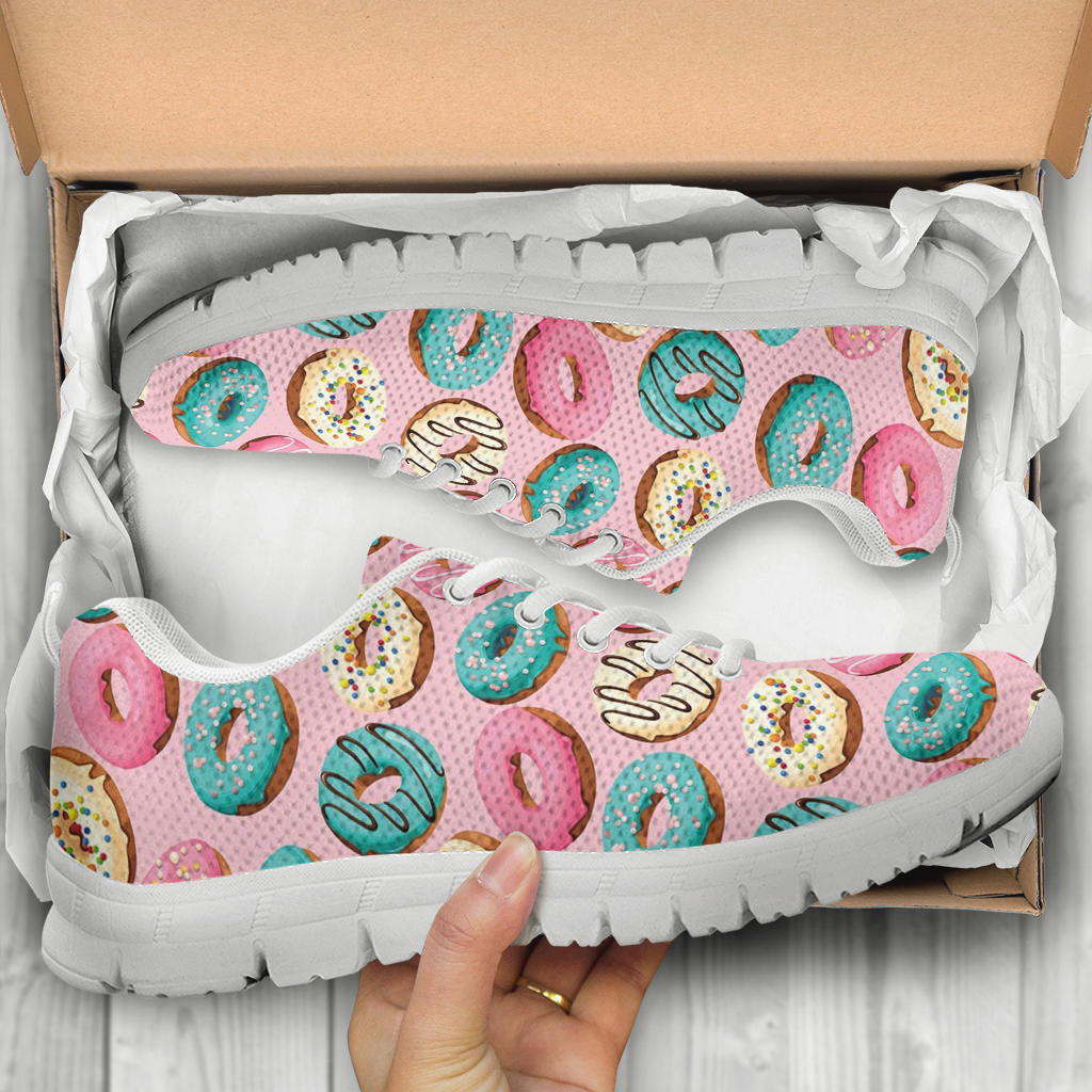 Donut Pattern Print Design DN06 Sneakers White Bottom Shoes