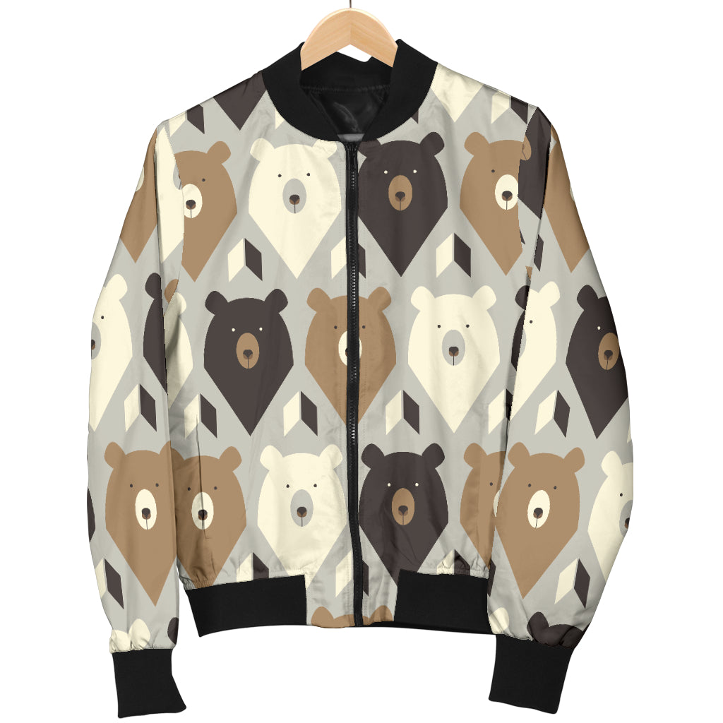 Bear Pattern Print Design 04 Women's Bomber Jacket