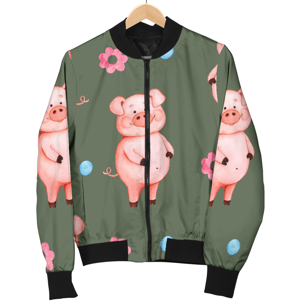 Pig Pattern Print Design 03 Women's Bomber Jacket