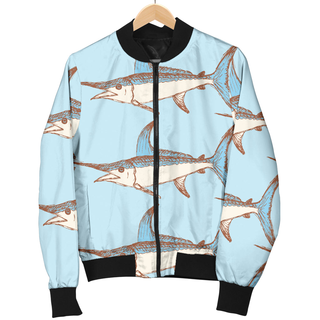 Swordfish Pattern Print Design 01 Women's Bomber Jacket