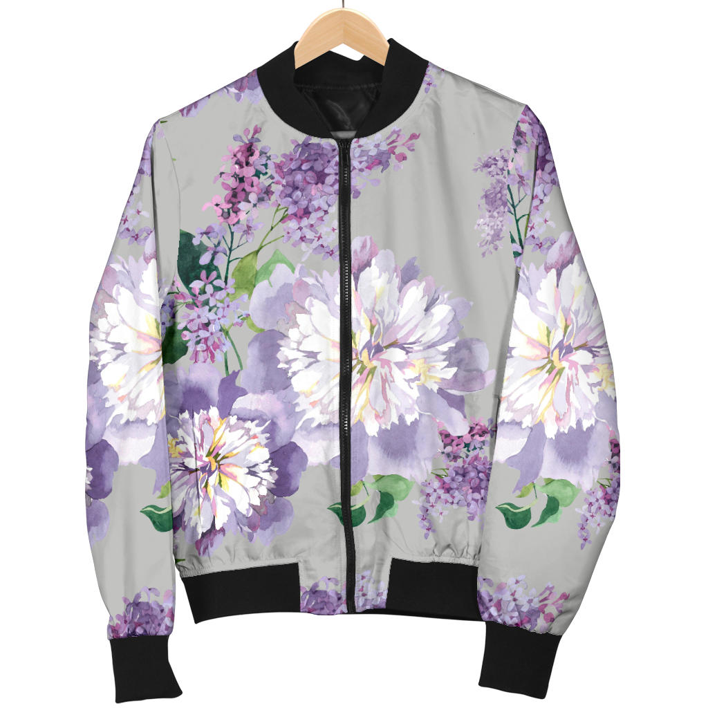Lilac Pattern Print Design LI07 Men Bomber Jacket