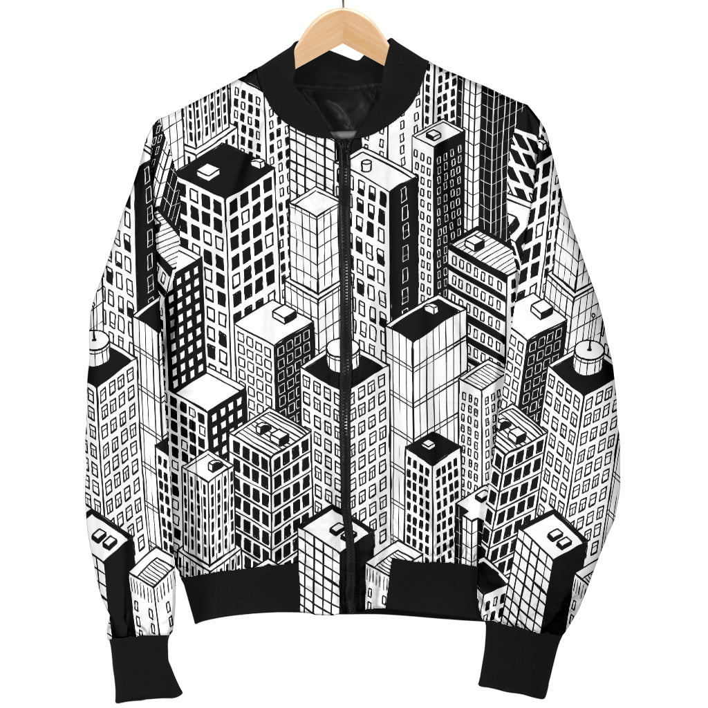 City Pattern Print Design 02 Women's Bomber Jacket