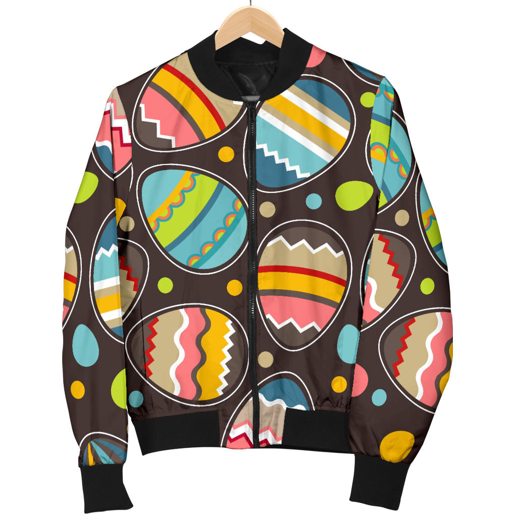 Easter Eggs Pattern Print Design RB03 Women Bomber Jacket