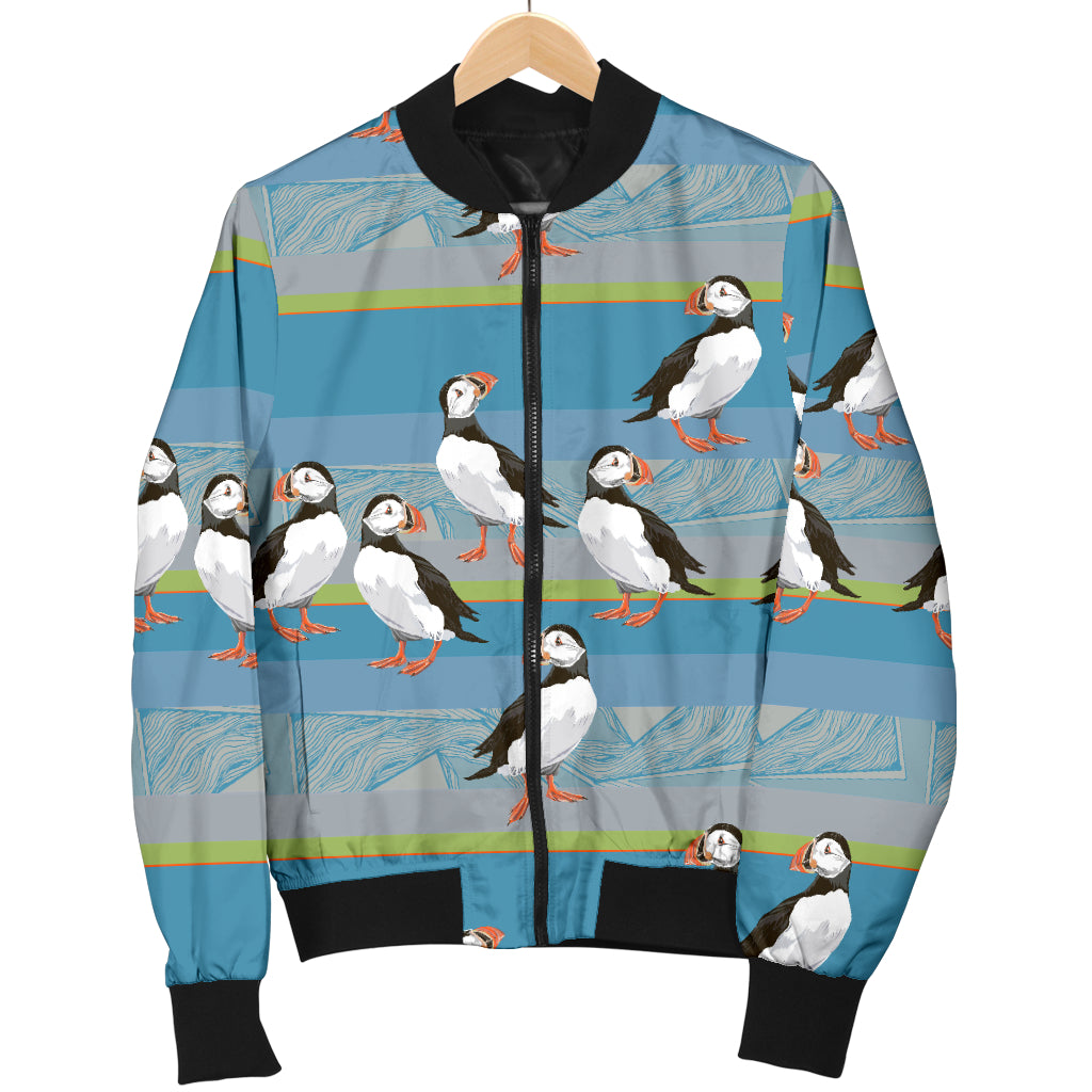 Puffin Pattern Print Design A01 Women's Bomber Jacket