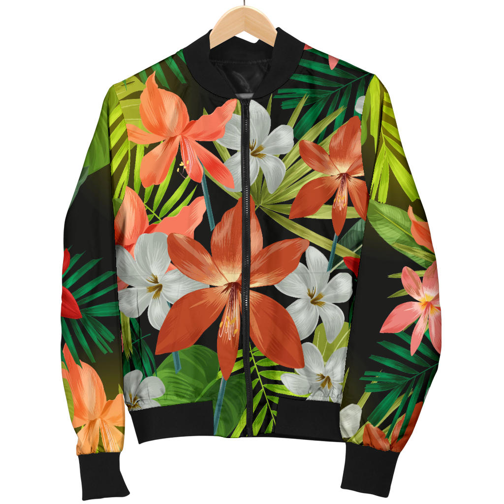 Amaryllis Pattern Print Design AL07 Men Bomber Jacket