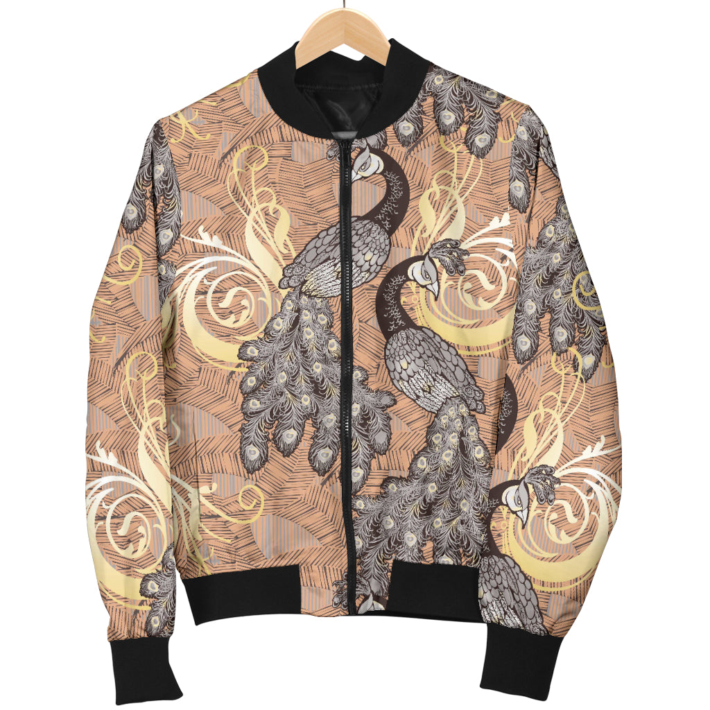 Peacock Pattern Print Design A05 Women's Bomber Jacket