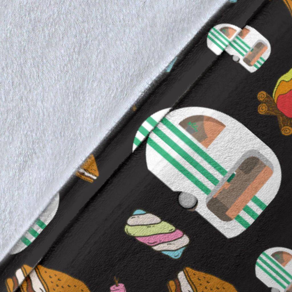 Camper Marshmallow Camping Design Print Fleece Blanket