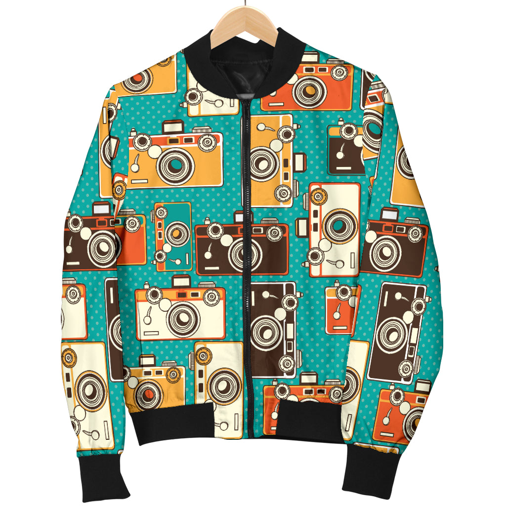 Camera Pattern Print Design 02 Women's Bomber Jacket