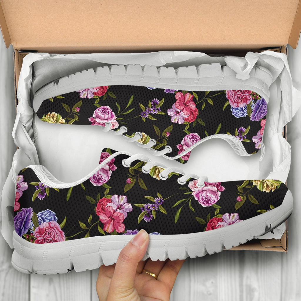 Carnations Pattern Print Design CN05 Sneakers White Bottom Shoes