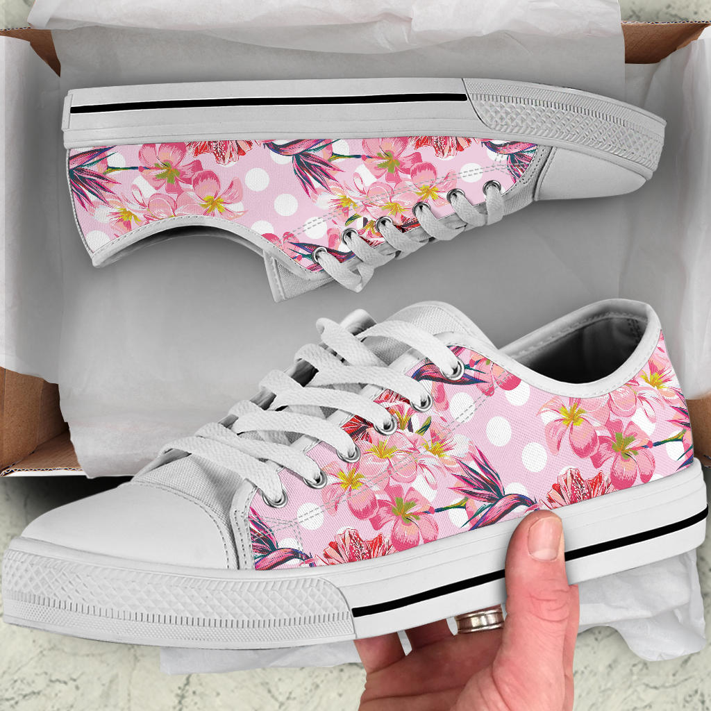 Bird Of Paradise Pattern Print Design BOP011 White Bottom Low Top Shoes