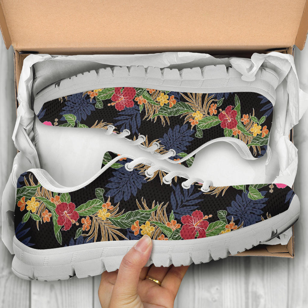 Hawaiian Themed Pattern Print Design H011 Sneakers White Bottom Shoes