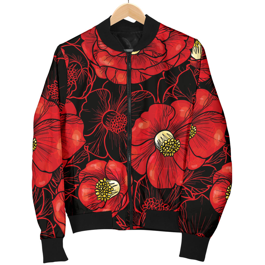 Camellia Pattern Print Design CM06 Women Bomber Jacket