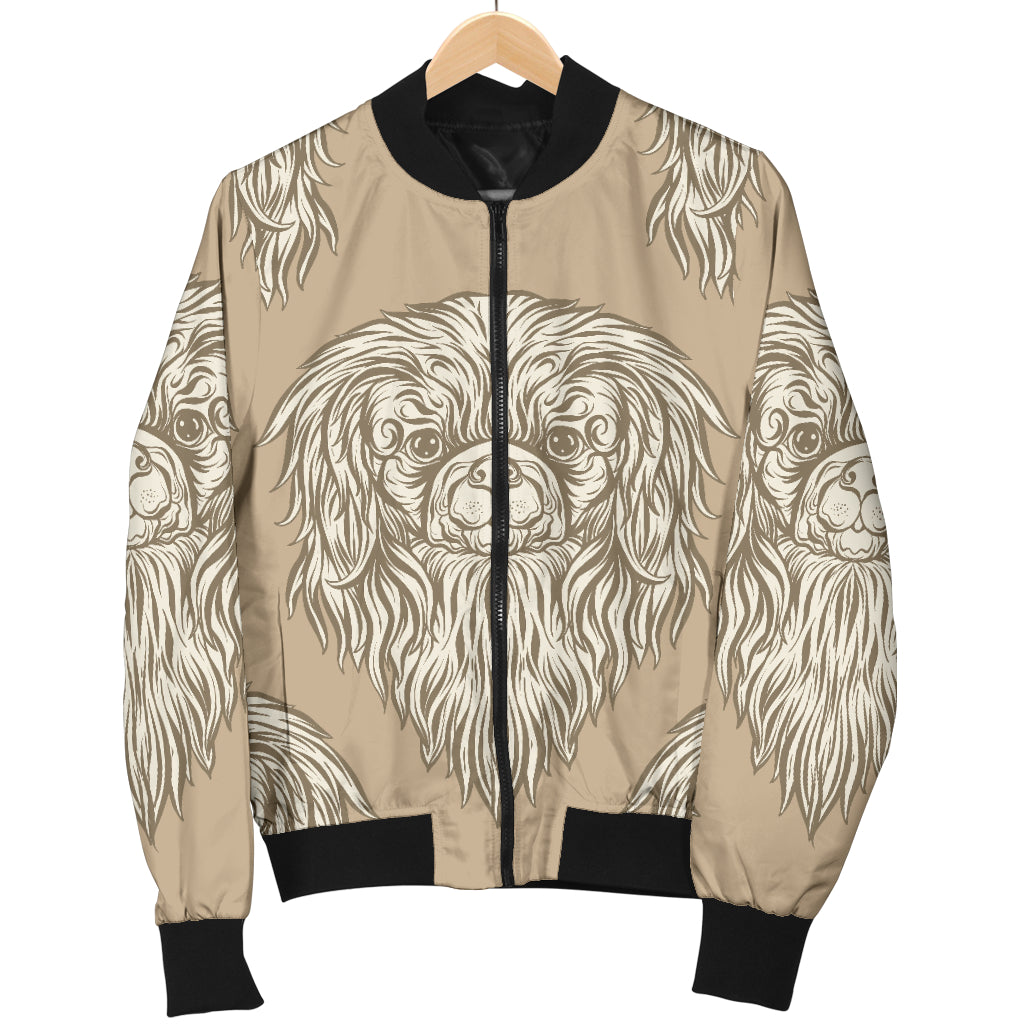 Pekingese Pattern Print Design A01 Women's Bomber Jacket