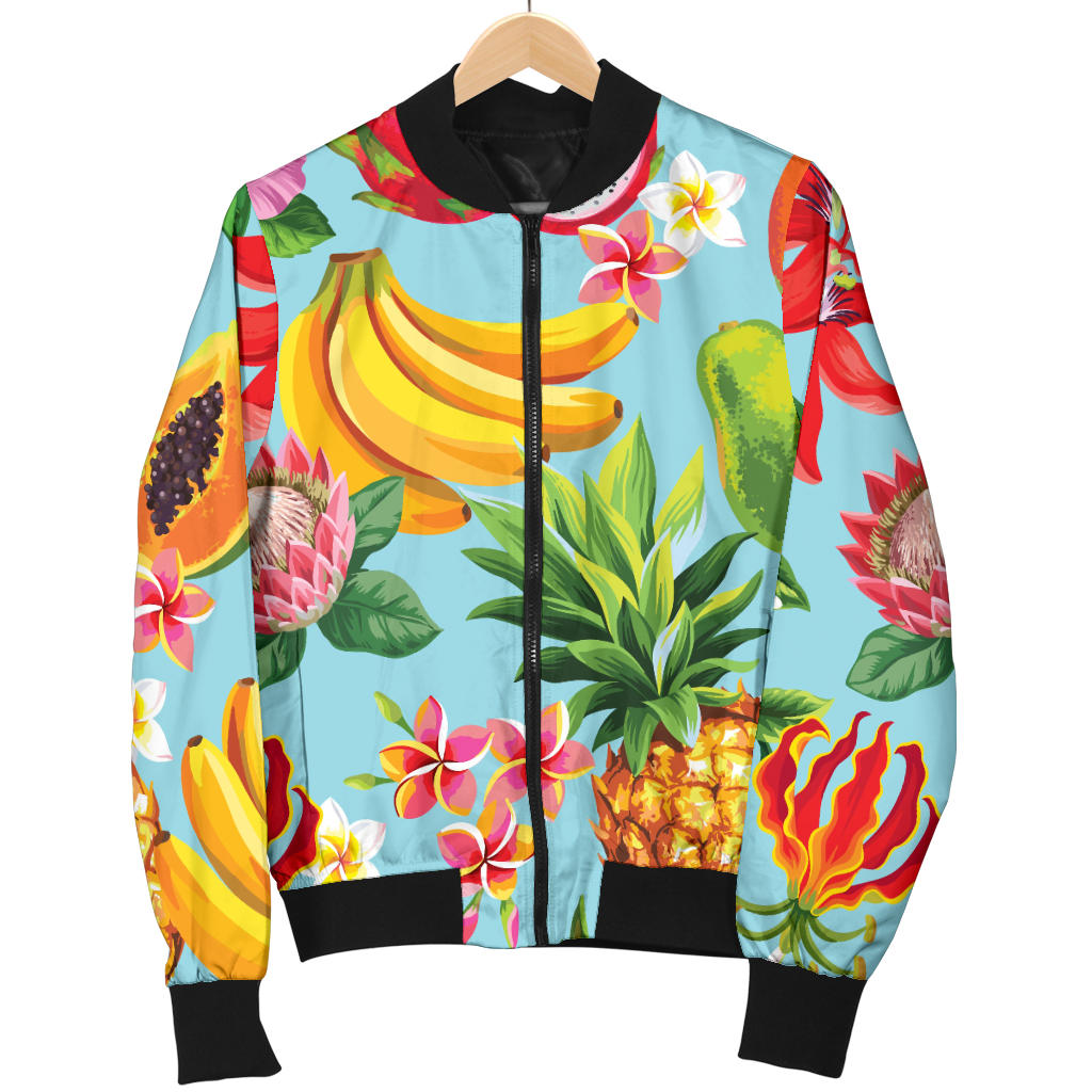 Tropical Fruits Pattern Print Design TF01 Women Bomber Jacket