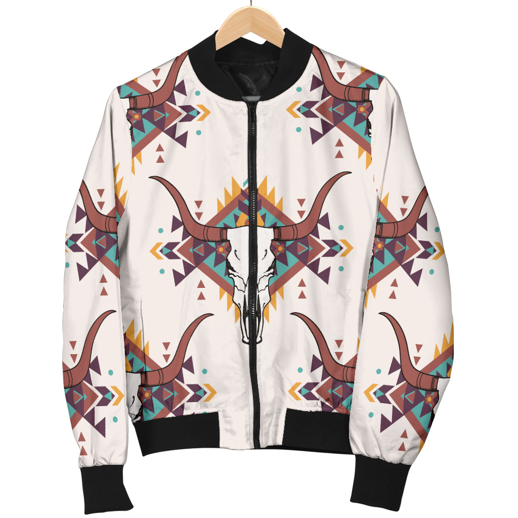 Buffalo Head Pattern Print Design 02 Women's Bomber Jacket