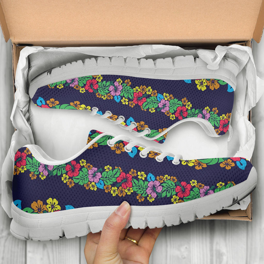 Hawaiian Themed Pattern Print Design H03 Sneakers White Bottom Shoes