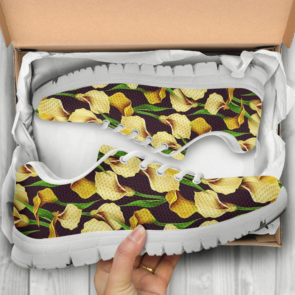 Lily Pattern Print Design LY013 Sneakers White Bottom Shoes