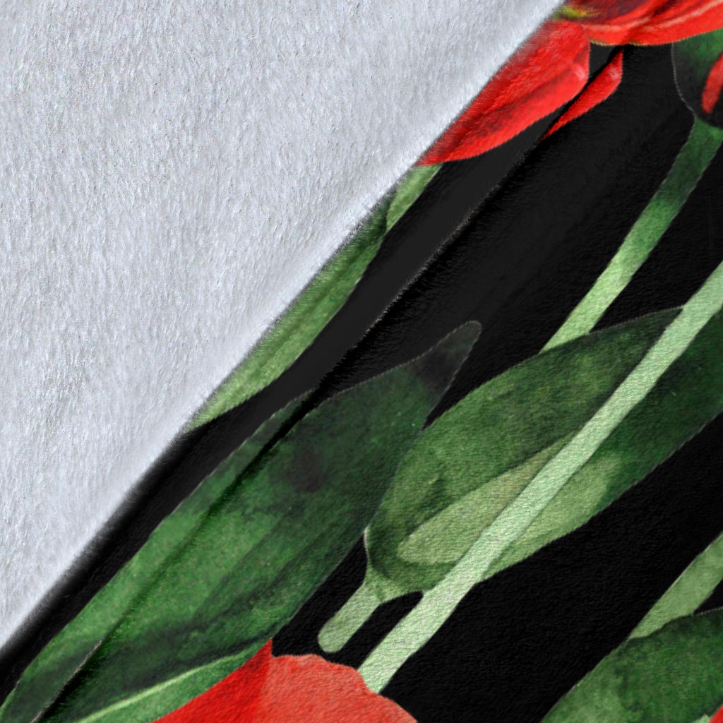 Tulip Red Pattern Print Design TP03 Fleece Blanket