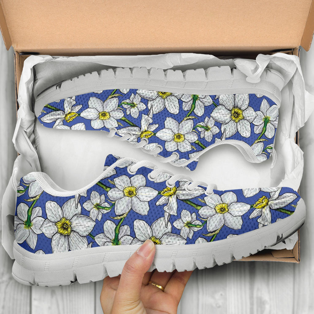 Daffodils Pattern Print Design DF08 Sneakers White Bottom Shoes