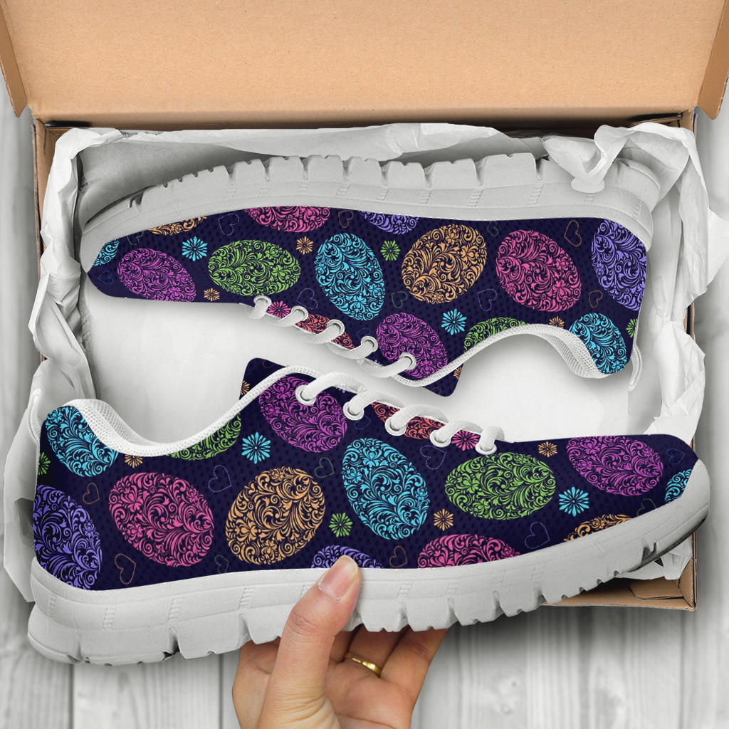 Easter Eggs Pattern Print Design RB012 Sneakers White Bottom Shoes