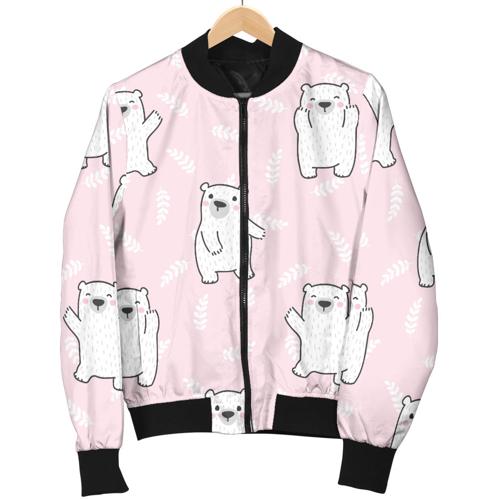 Polar Bear Pattern Print Design PB09 Women Bomber Jacket