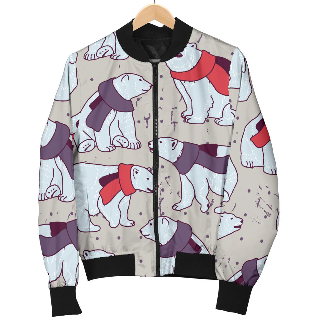 Polar Bear Pattern Print Design PB04 Women Bomber Jacket