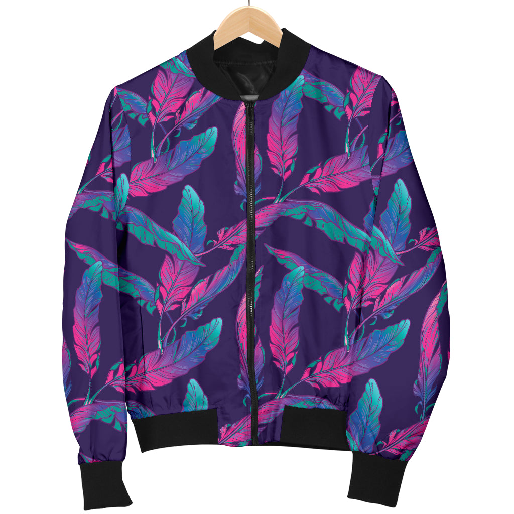 Banana Leaf Pattern Print Design 08 Women's Bomber Jacket