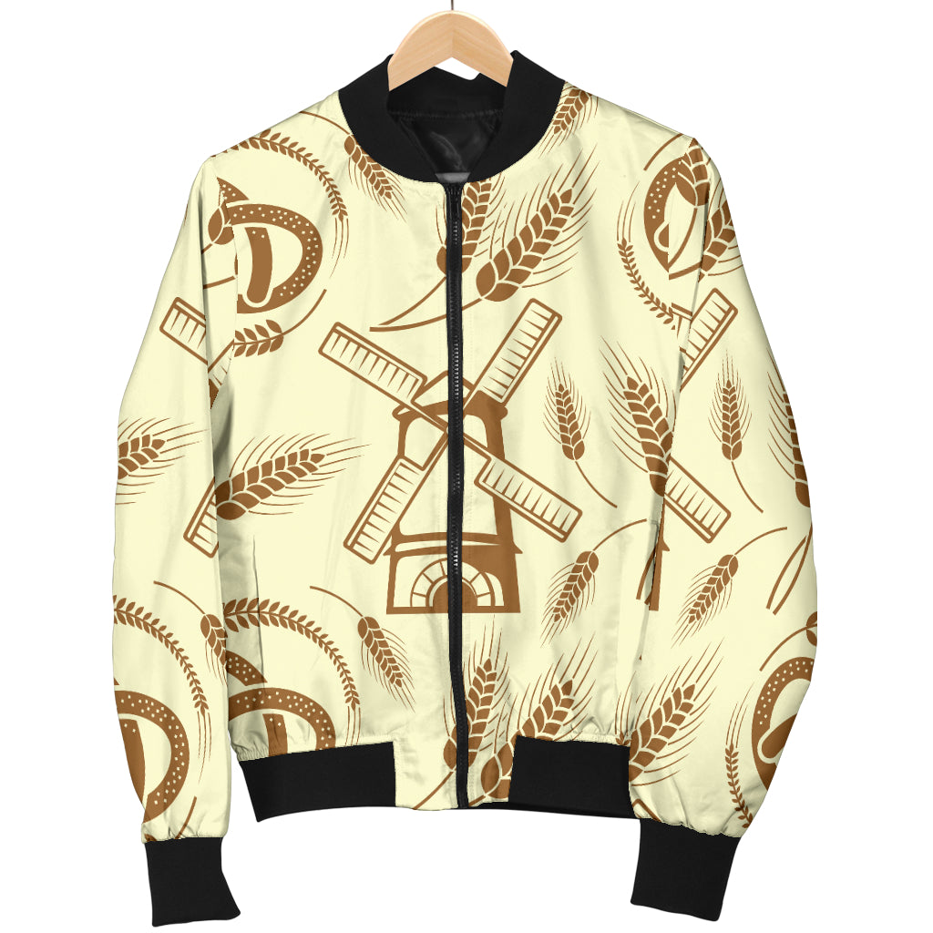 Agricultural Windmills Print Design 03 Women's Bomber Jacket