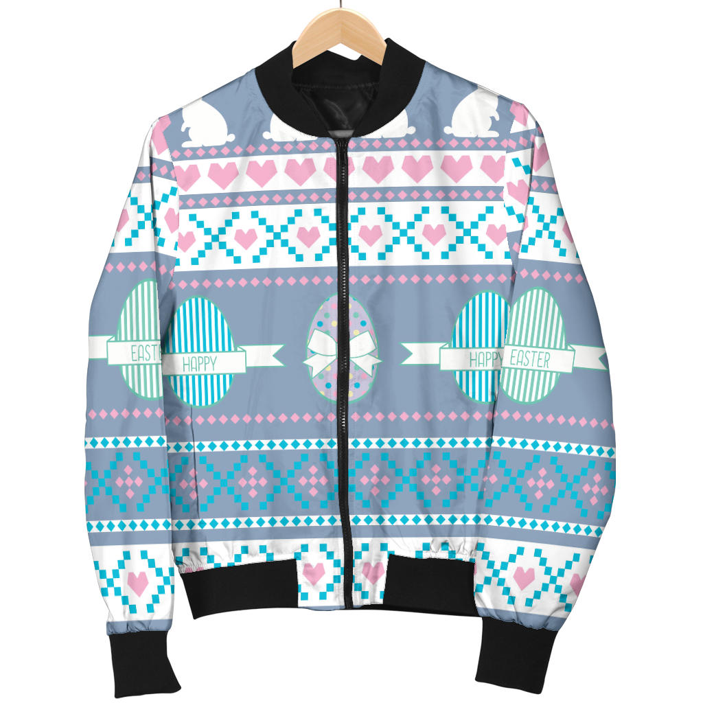 Easter Eggs Pattern Print Design RB013 Women Bomber Jacket