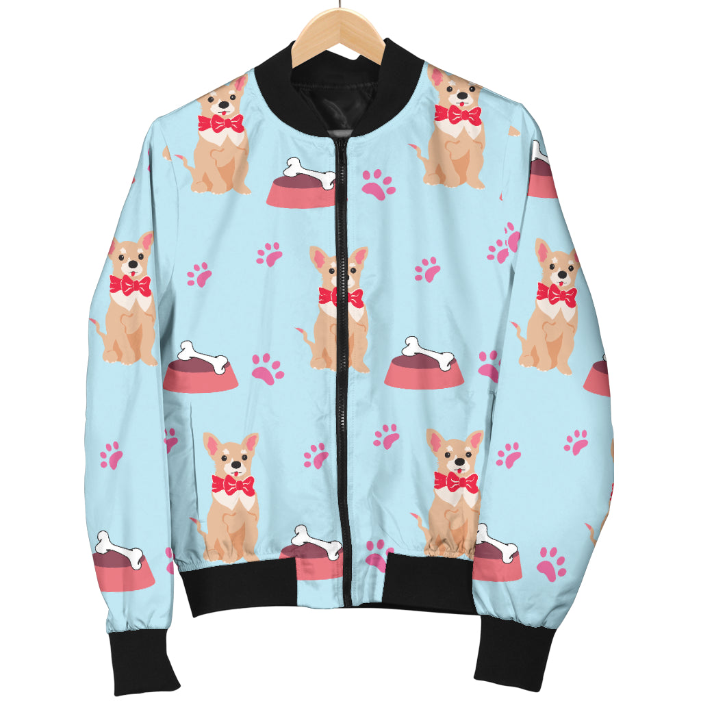 Chihuahua Pattern Print Design 05 Women's Bomber Jacket