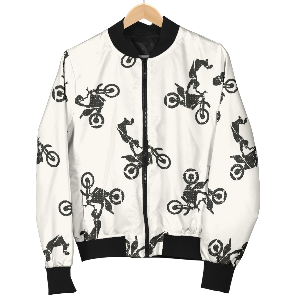 Motocross Pattern Print Design 03 Women's Bomber Jacket