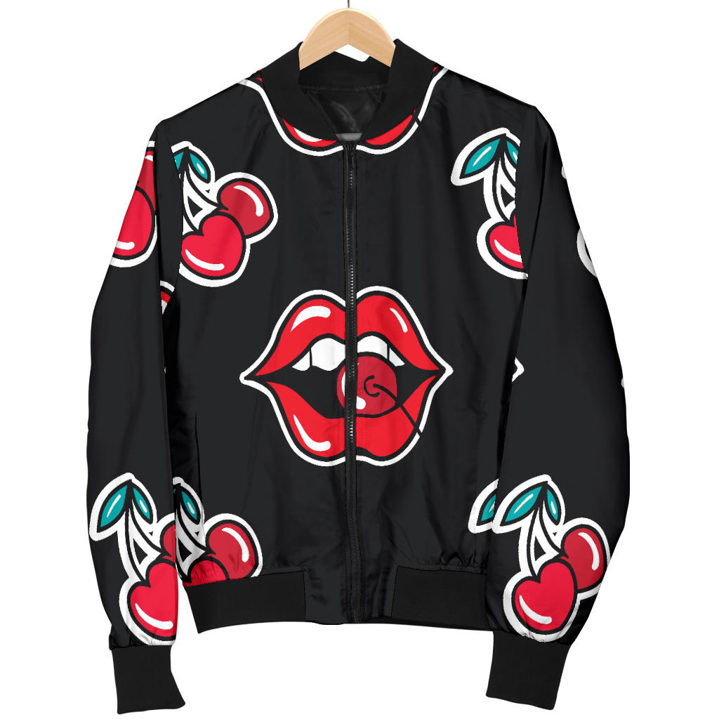 Cherry Pattern Print Design CH04 Women Bomber Jacket