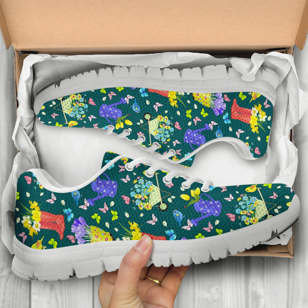 Gardening Pattern Print Design G08 Sneakers White Bottom Shoes