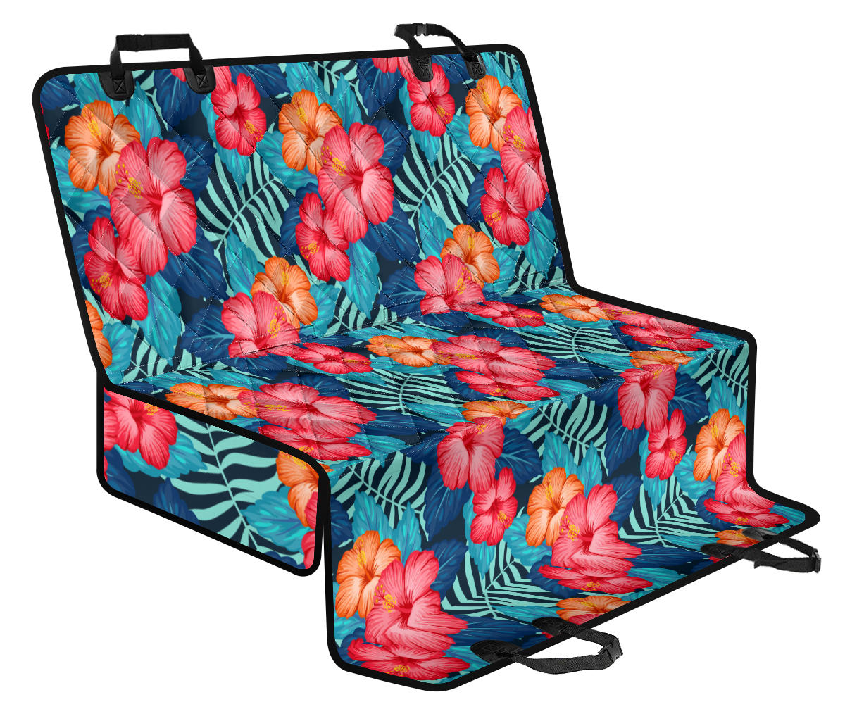 Red Hibiscus Pattern Print Design HB02 Rear Dog Seat Cover
