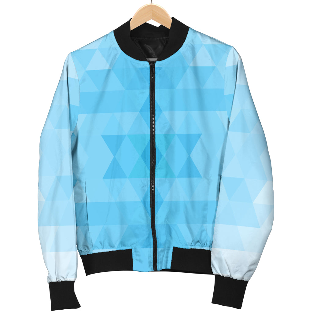 Geometric Blue Pattern Print Design 01 Women's Bomber Jacket