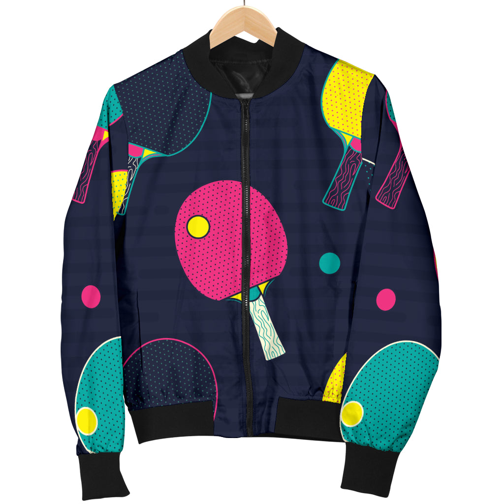 Ping Pong Pattern Print Design A04 Women's Bomber Jacket
