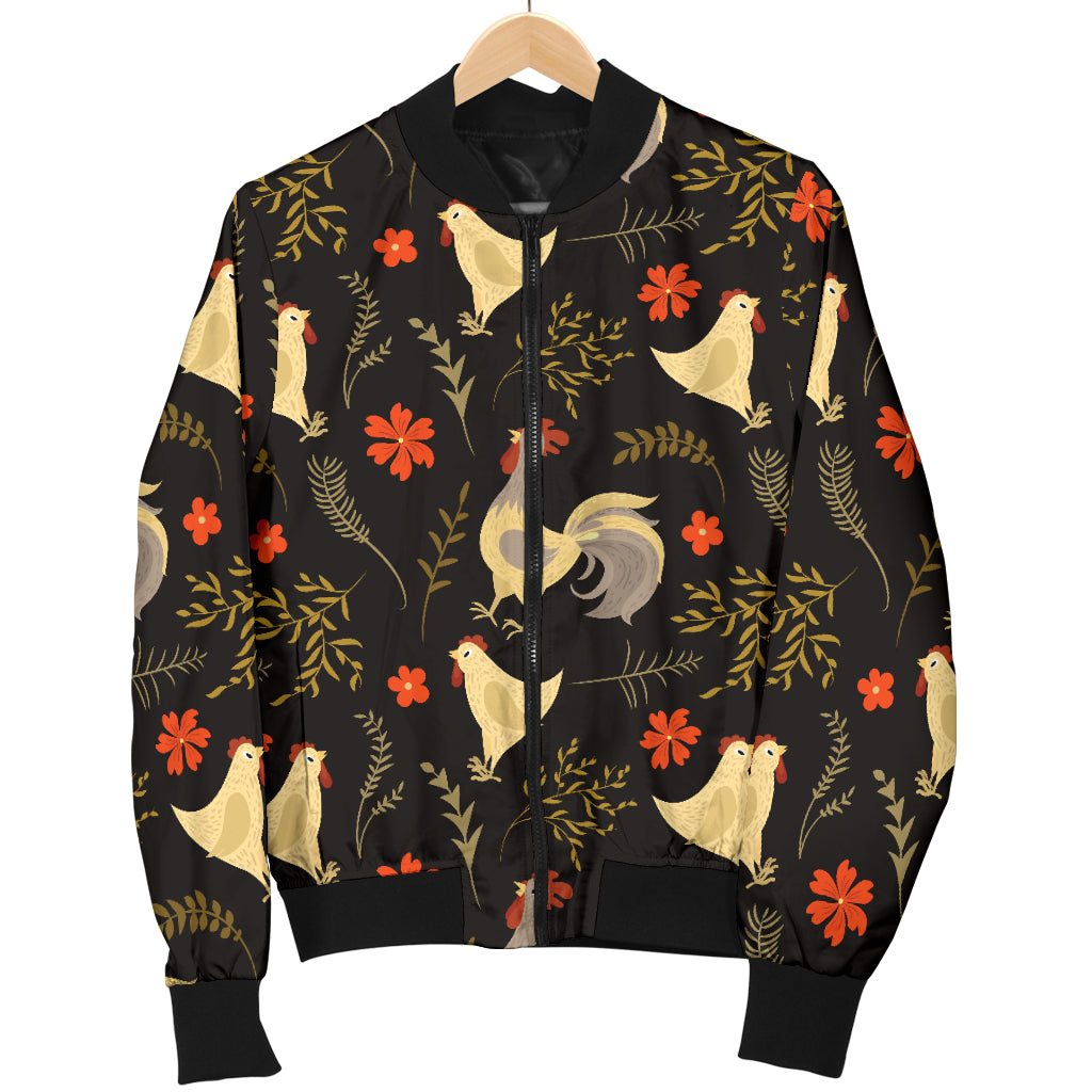 Chicken Pattern Print Design 04 Women's Bomber Jacket